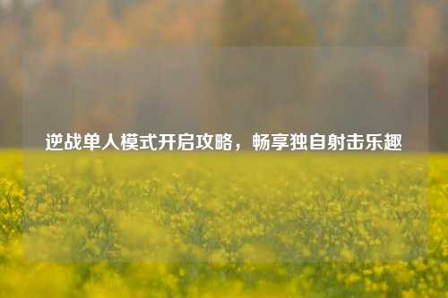 逆战单人模式开启攻略，畅享独自射击乐趣