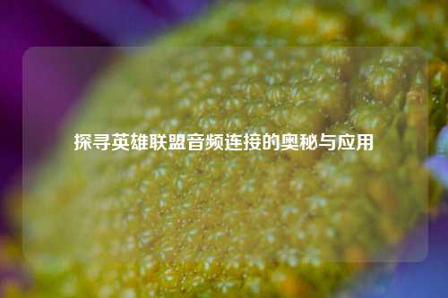 探寻英雄联盟音频连接的奥秘与应用